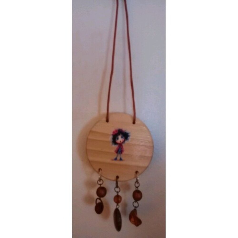 Handmade Whimsical Girls Beaded Sun Catcher Window Hanger Brown New